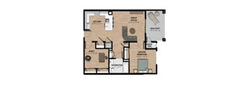 One bedroom one bath apartment with den and balcony