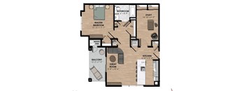 One bedroom one bath apartment with den and balcony