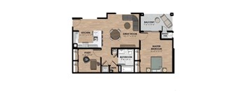 One bedroom one bath apartment with den and balcony
