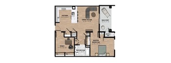One bedroom one bath apartment with den and balcony