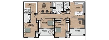 Three bedroom two and a half bath apartment with den plus balcony