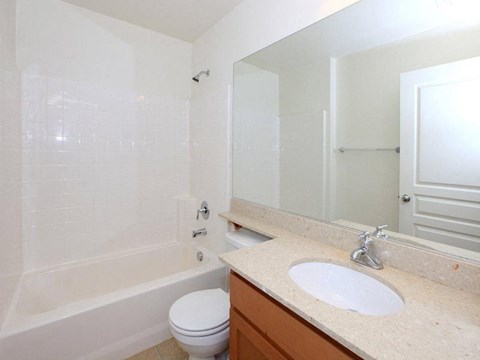 a bathroom with a sink toilet and a bath tub