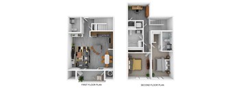 Sandstone 2  Bed   2.5  Bath   1,420 Sq. Ft. at Woodstone at Metro North Crossing Apartments, Kansas City, Missouri