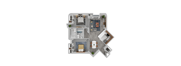 2 Bedroom Floorplan at Vista Condominiums, Kansas City, 66103