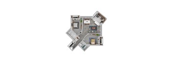 2 Bed 2 Bath Floorplan at Vista Condominiums, Kansas City, 66103