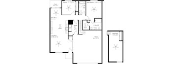 A black and white image of a floor plan for a house.