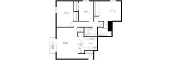 3 bed 2 bathroom 2D floorplan with balcony at Kimberly Club Apartments, Davenport, Iowa