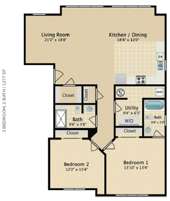 2 Bedroom 2 Bath 1277