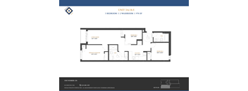 Floor plan of a 3 bedroom, 1 2 washroom unit.