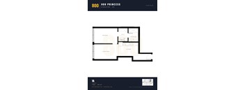 A floor plan for an apartment at 800 Princess Street in Kingston, Ontario.