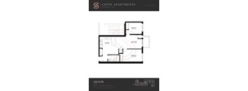 A black and white image of a floor plan for a 2 bedroom apartment.
