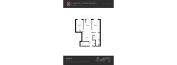 A floor plan for a 2 bedroom suite at Sante Apartments.