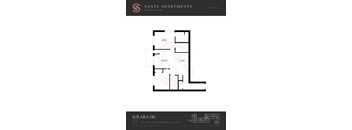 A black and white image of a floor plan for a Sante Apartments building.