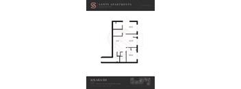 A floor plan for a Sante Apartments unit named Solara (D).