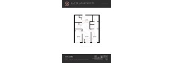 A floor plan for a 2 bedroom apartment at Sante Apartments.