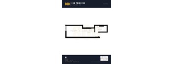 A floor plan for an apartment at 800 Princess Street in Kingston, Ontario.