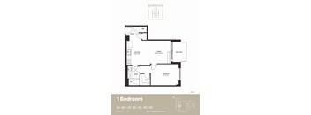 a floor plan of a 1 bedroom apartment