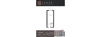A drawing of a building with the title "SANTE APARTMENTS" at the top.