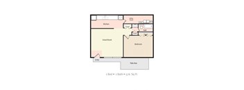 1 Bedroom 1 Bath 2D Floorplan at Tanglewood Apartment Homes