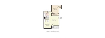 1 Bedroom 1 Bath 2D Floorplan at Timberfalls Apartments