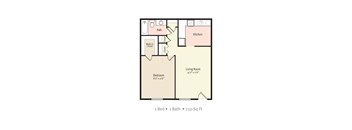 1 Bedroom 1 Bath 2D Floorplan at Jacksonville Heights Apartments