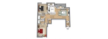 3D Floorplan of 2 Bedroom 2 Bath at Reserve at Temple Terrace, Temple Terrace, FL 33637