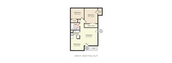 2D Floorplan of 1 Bedroom 1 Bath at Timberfalls Apartments