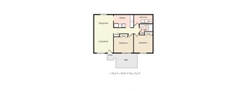 floor plan image of 2 bed 1 bath