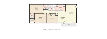 3 Bed 1.5 Bath Floor Plan at Kings Trail Apartment Homes, Jacksonville, FL 32217