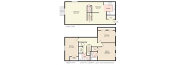 3 Bed 2.5 Bath Floor Plan at Kings Trail Apartment Homes, Jacksonville, FL
