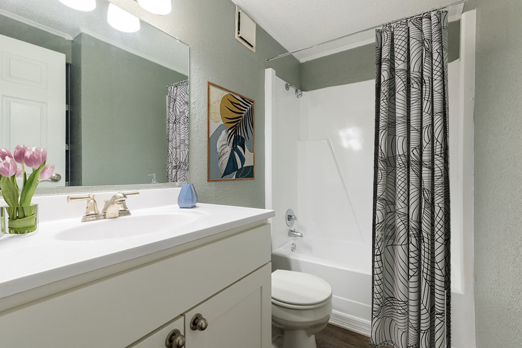 a bathroom with a shower and a sink and a toilet