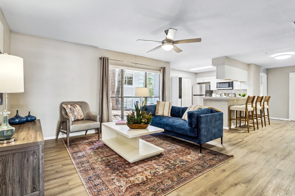 a living room with a couch and a coffee table at Reserve at Temple Terrace, Temple Terrace
