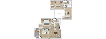 Townhome - Two Bedroom Floor Plan at Newport Colony Apartment Homes, Casselberry
