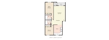 2 Bedroom 2 Bath 2D Floorplan,  Jacksonville Heights Apartments