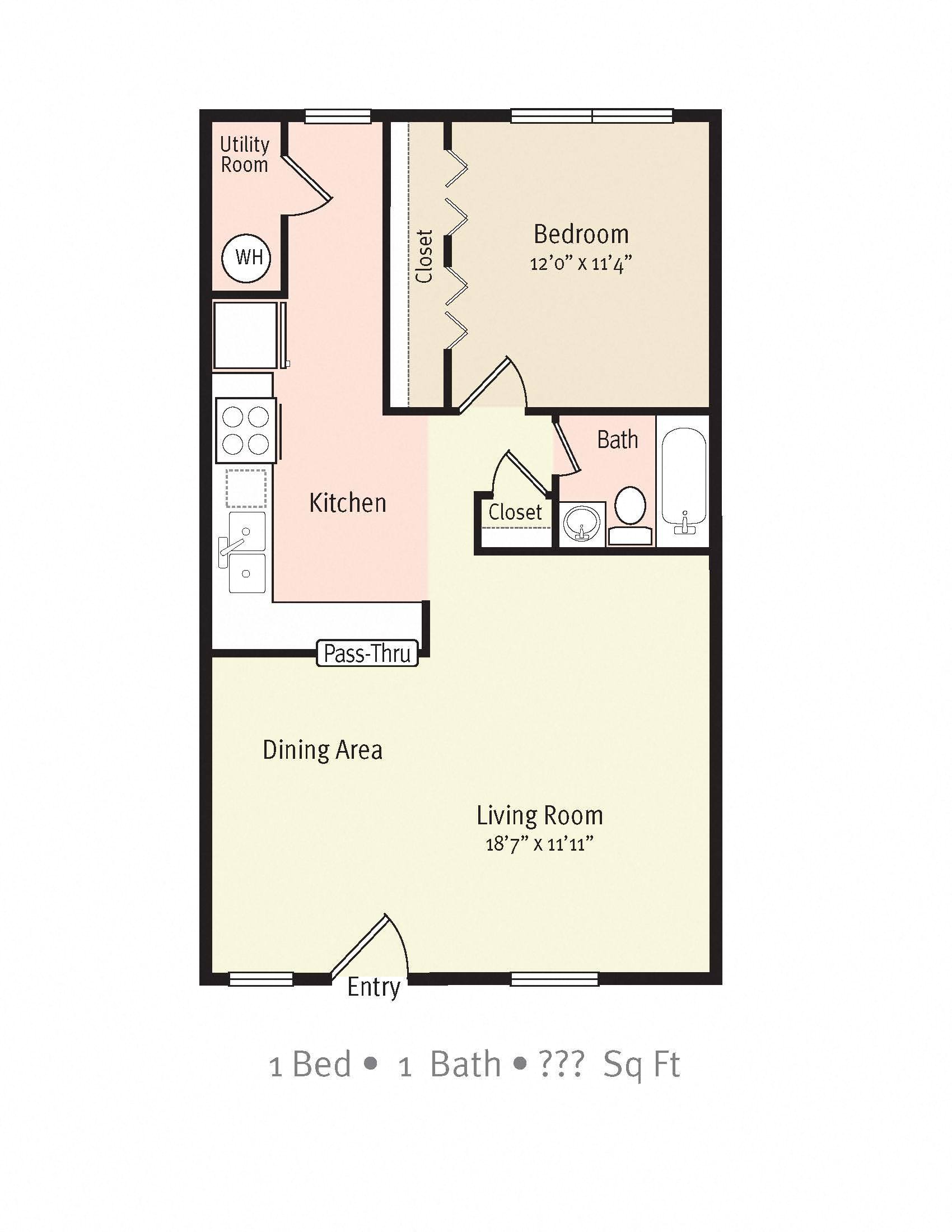 2D Floorplan of 1 Bedroom 1 Bath_1