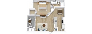 One Bedroom Patio Floor Plan at Newport Colony Apartment Homes, Casselberry, FL, 32707