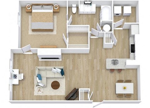 One Bedroom Suite Floor Plan at Newport Colony Apartment Homes, Casselberry, FL