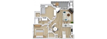 Two Bedroom Patio Floor Plan at Newport Colony Apartment Homes, Casselberry, Florida