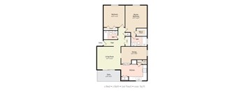 2 Bedroom 2 Bedroom 2D Floorplan, Rolling Hills Apartments
