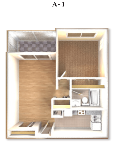 Floor Plan A-1 at DEL ORO APARTMENT HOMES, Plantation, 33313