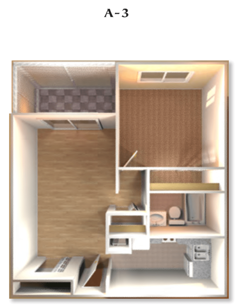 Floor Plan A-3 at DEL ORO APARTMENT HOMES, Plantation, FL