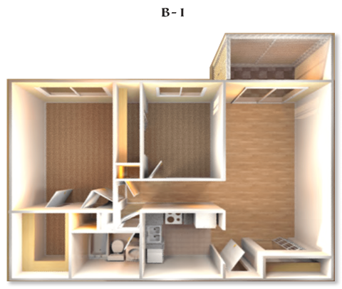 Floor Plan B-1 at DEL ORO APARTMENT HOMES, Florida
