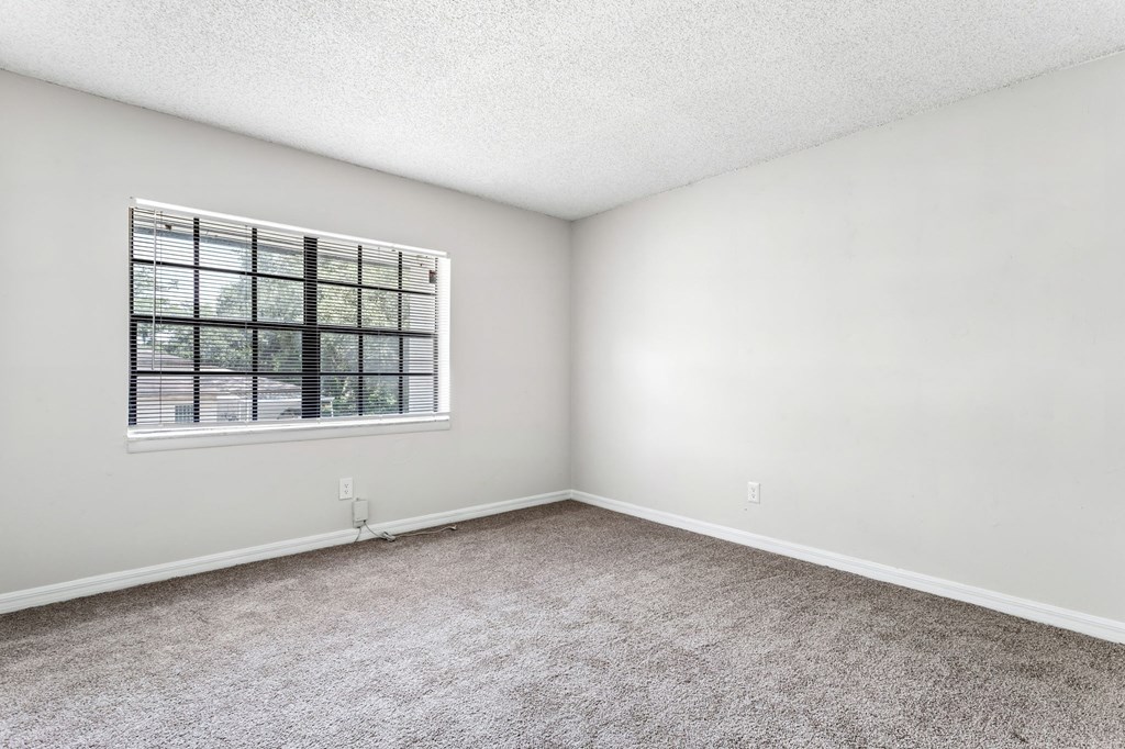an empty bedroom with a window and carpeting an empty bedroom with a window and carpeting at Greenwich Commons Apartment Homes, Tampa, Florida
