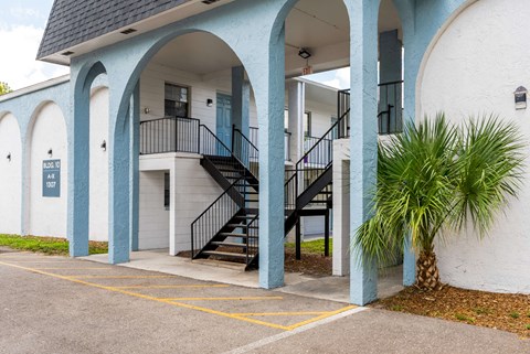 Apartment building exterior at Bella Mar Apartments