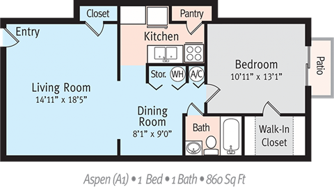 Aspen Floor Plan at The Park at Chesterfield Apartment Homes, Tampa, FL