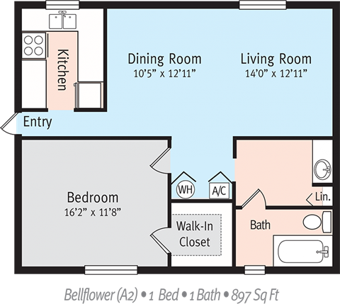 Bellflower Floor Plan at The Park at Chesterfield Apartment Homes, Tampa, FL