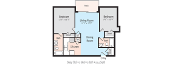 a floor plan of a living room and a dining room
