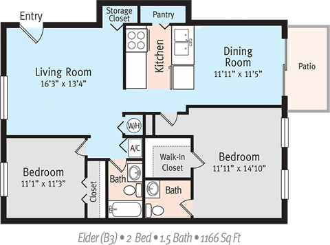 Elder Floor Plan  at The Park at Chesterfield Apartment Homes, Tampa, FL