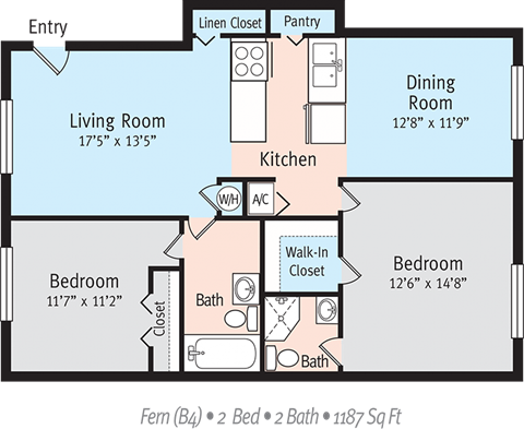 Fern Floor Plan at The Park at Chesterfield Apartment Homes, Tampa, 33617