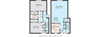 floor plans for two bedroom apartments with a kitchen and a living room